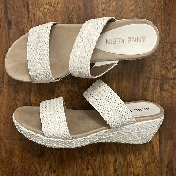 Anne Klein Shoes - Anne Klein White Woven Summer Slides